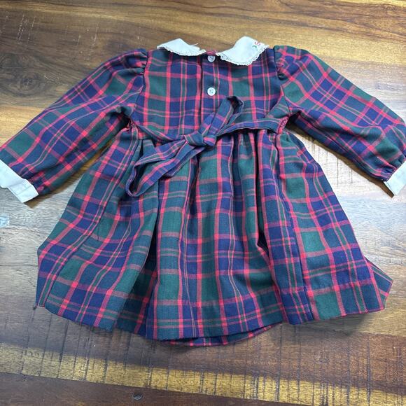 Vintage Christmas girls plaid dress 24 Months - Picture 4 of 4